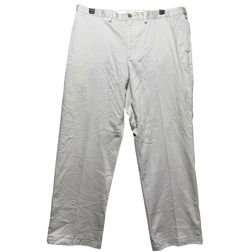 Lands' End Chino Pants Men 40 Gray Traditional Fit Cotton Straight Leg